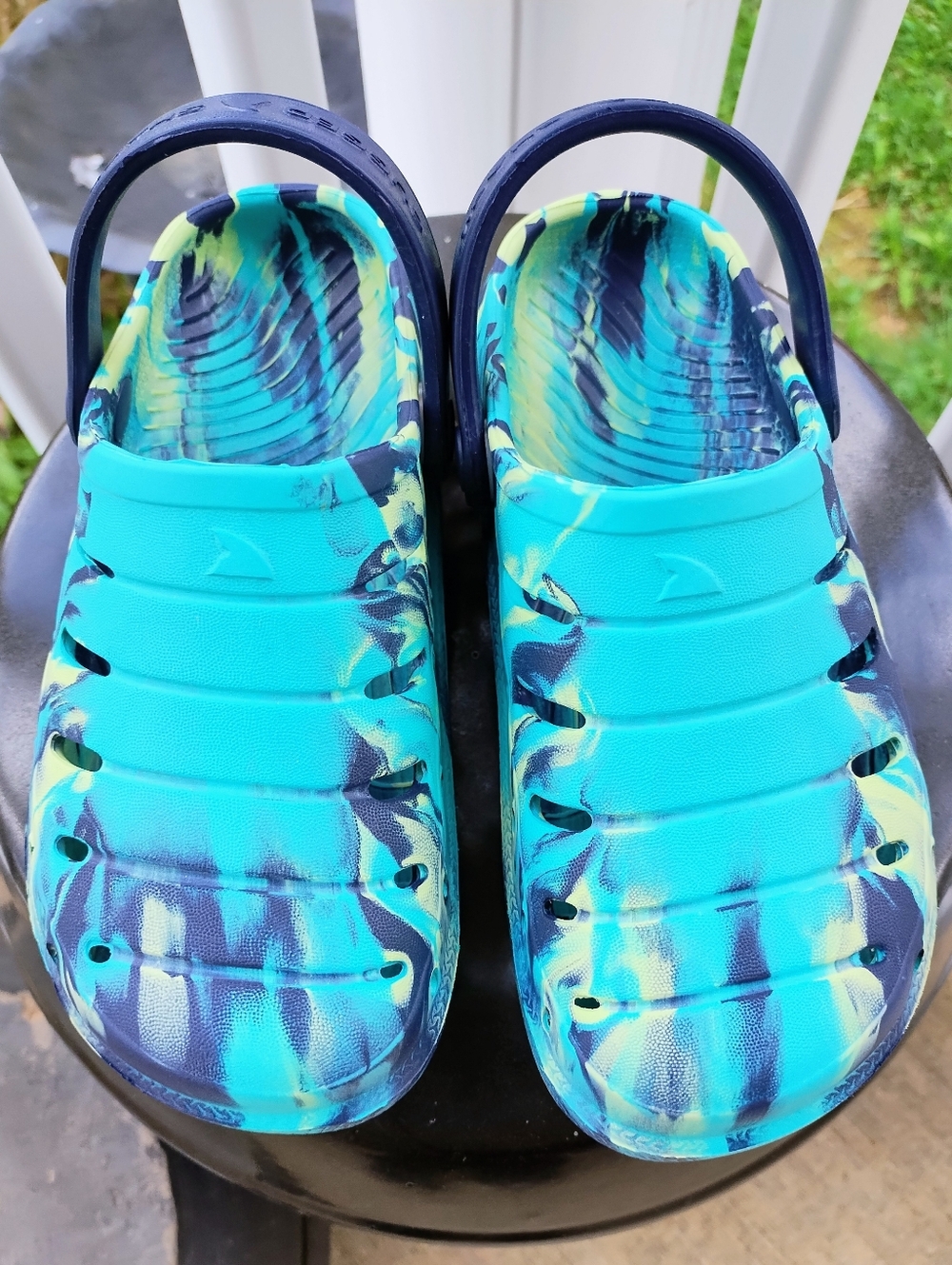NWOT Rugged Shark Blue Tie-Dye Slip-On Clogs, Size 13